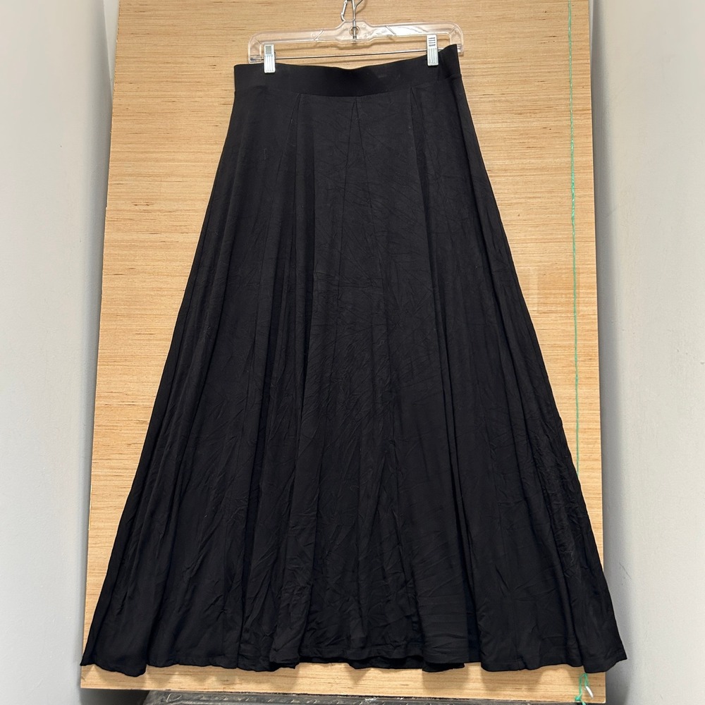 Soft Surroundings Black Maxi Skirt Elastic Waist Jersey Knit Full Length 7727